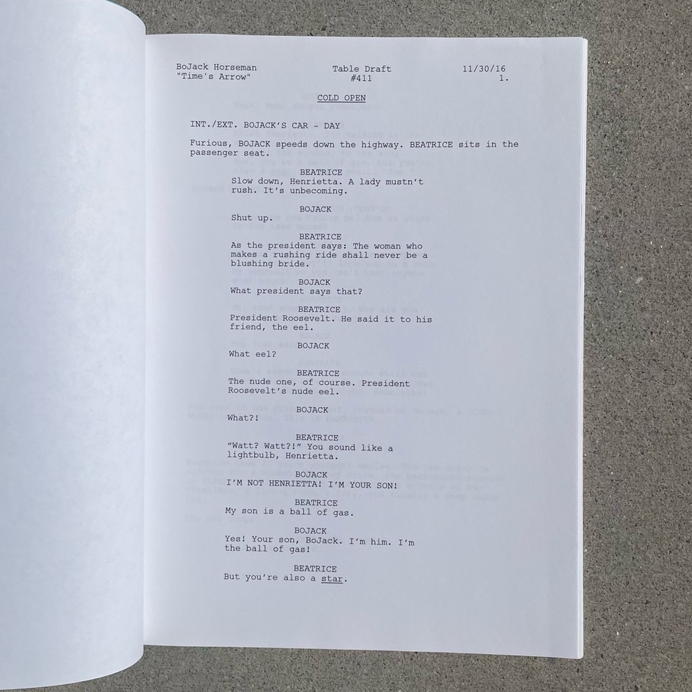 Bojack Horseman 2016 Time’s Arrow Episode Original Production Table Draft Script - Picture 7 of 12